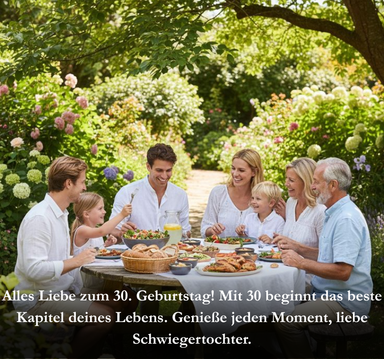 Alles Liebe zum 30. Geburtstag! Mit 30 beginnt das beste Kapitel deines Lebens. Genieße jeden Moment, liebe Schwiegertochter.