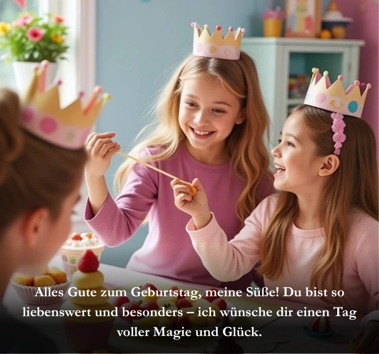 Alles Gute zum Geburtstag, meine Süße! Du bist so liebenswert und besonders – ich wünsche dir einen Tag voller Magie und Glück.