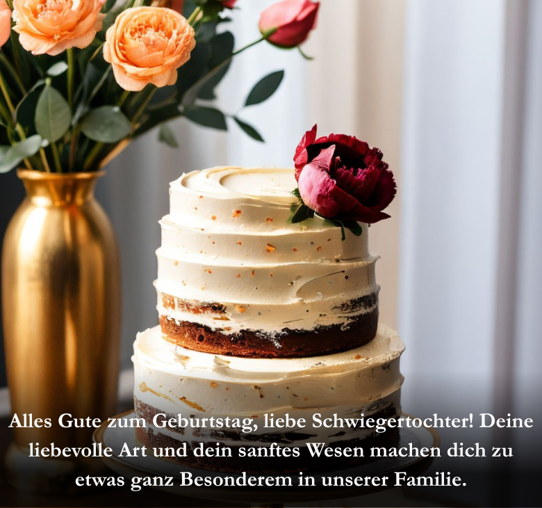 Alles Gute zum Geburtstag, liebe Schwiegertochter! Deine liebevolle Art und dein sanftes Wesen machen dich zu etwas ganz Besonderem in unserer Familie.