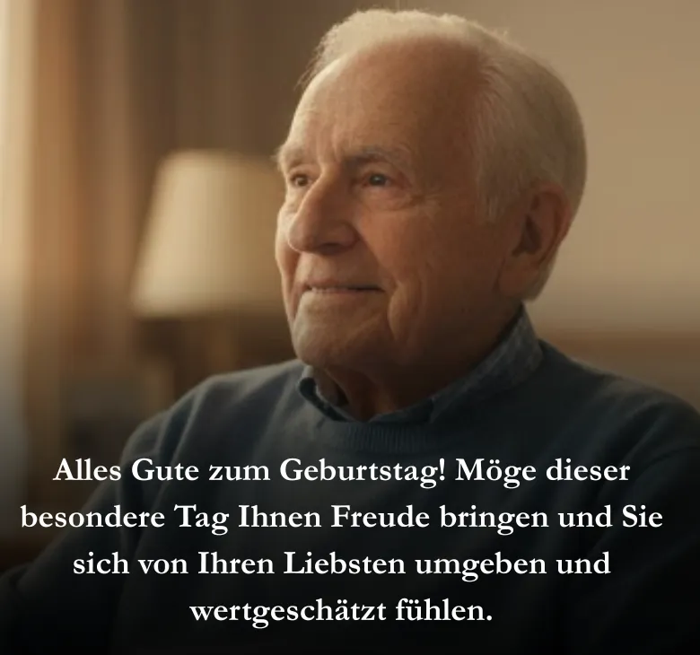 Alles Gute zum Geburtstag! Möge dieser besondere Tag Ihnen Freude bringen und Sie sich von Ihren Liebsten umgeben und wertgeschätzt fühlen.