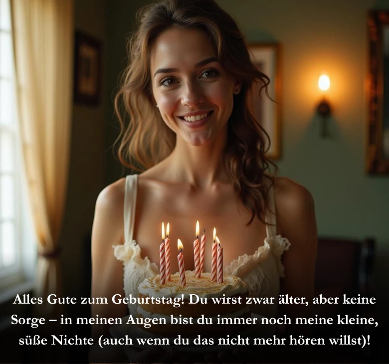 Alles Gute zum Geburtstag! Du wirst zwar älter, aber keine Sorge – in meinen Augen bist du immer noch meine kleine, süße Nichte (auch wenn du das nicht mehr hören willst)!