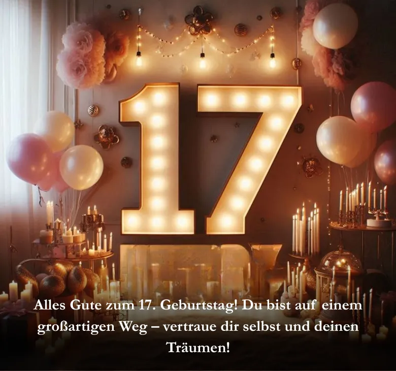 Alles Gute zum 17. Geburtstag! Du bist auf einem großartigen Weg – vertraue dir selbst und deinen Träumen!