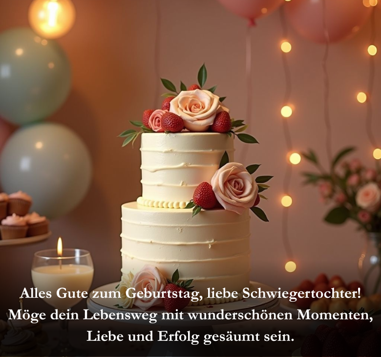 Alles Gute zum Geburtstag, liebe Schwiegertochter! Möge dein Lebensweg mit wunderschönen Momenten, Liebe und Erfolg gesäumt sein.