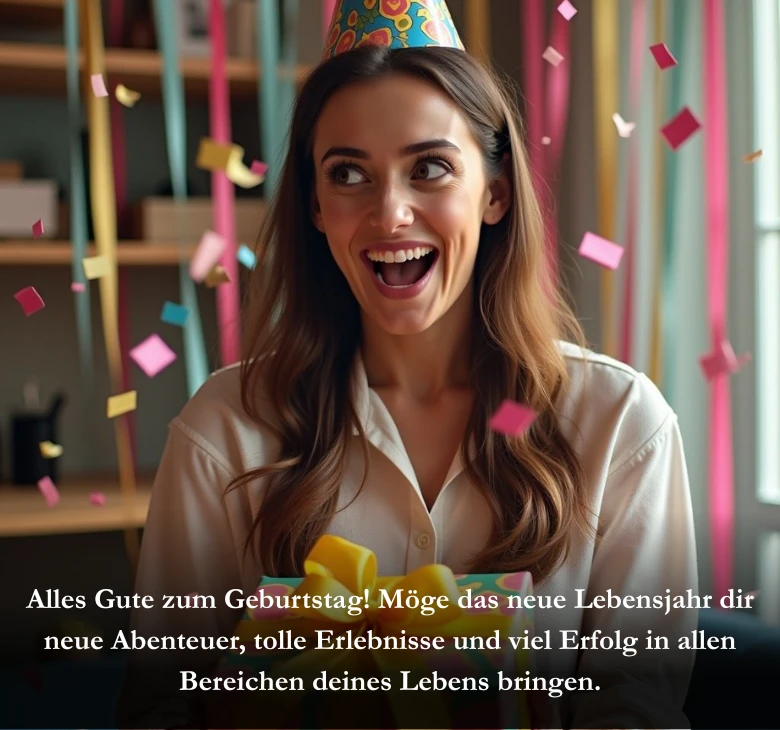Alles Gute zum Geburtstag! Möge das neue Lebensjahr dir neue Abenteuer, tolle Erlebnisse und viel Erfolg in allen Bereichen deines Lebens bringen.