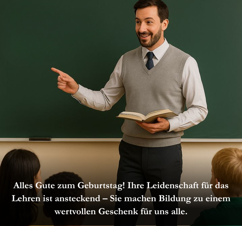 Alles Gute zum Geburtstag! Ihre Leidenschaft für das Lehren ist ansteckend – Sie machen Bildung zu einem wertvollen Geschenk für uns alle.