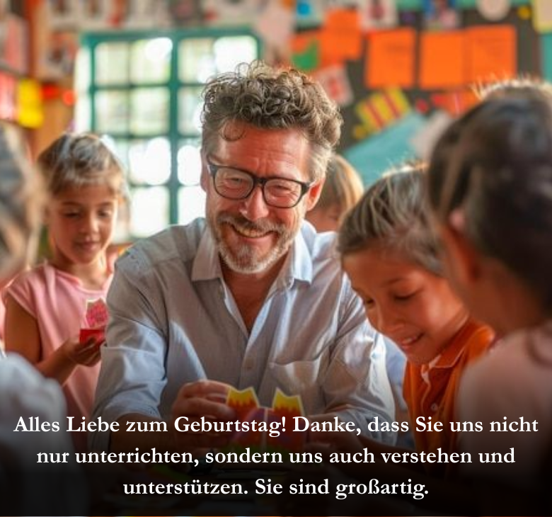 Alles Liebe zum Geburtstag! Danke, dass Sie uns nicht nur unterrichten, sondern uns auch verstehen und unterstützen. Sie sind großartig.