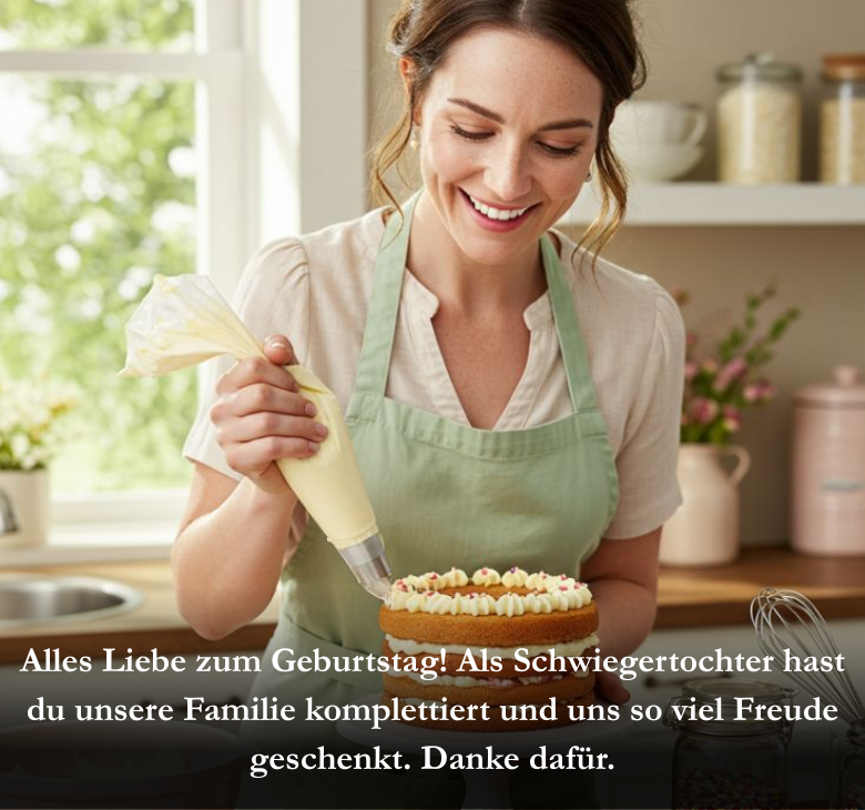 Alles Liebe zum Geburtstag! Als Schwiegertochter hast du unsere Familie komplettiert und uns so viel Freude geschenkt. Danke dafür.