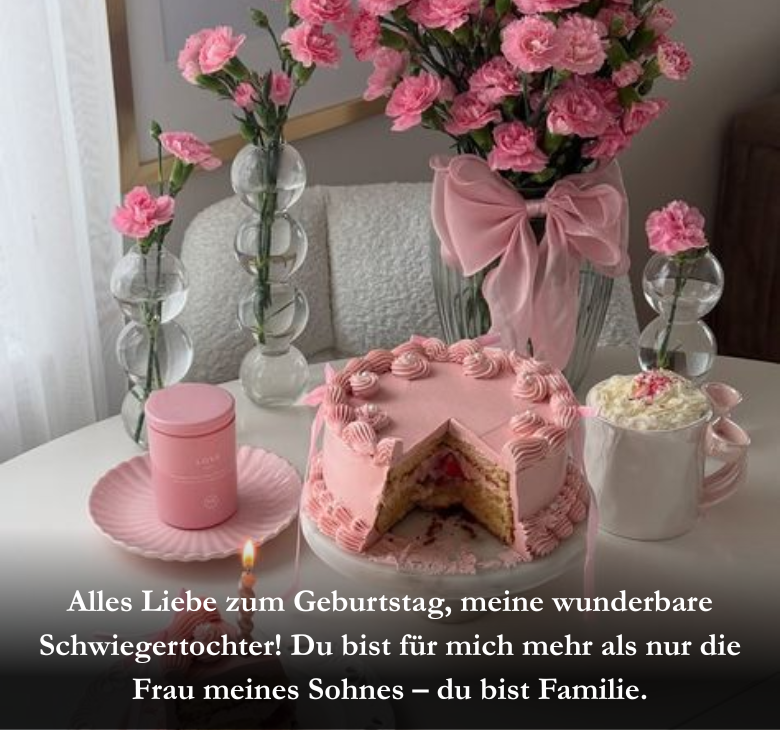 Alles Liebe zum Geburtstag, meine wunderbare Schwiegertochter! Du bist für mich mehr als nur die Frau meines Sohnes – du bist Familie.