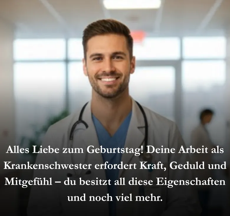 Alles Liebe zum Geburtstag! Deine Arbeit als Krankenschwester erfordert Kraft, Geduld und Mitgefühl – du besitzt all diese Eigenschaften und noch viel mehr.