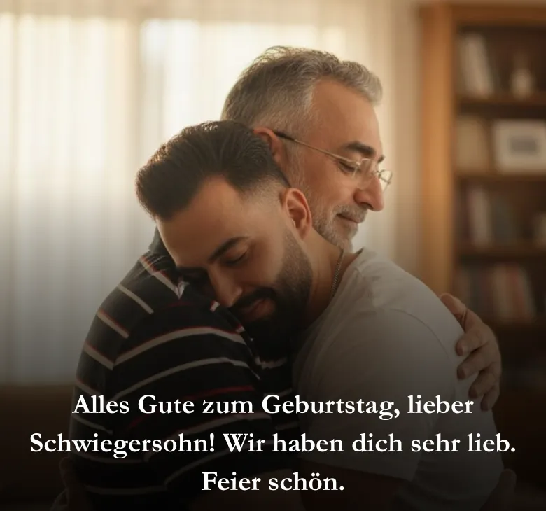 Alles Gute zum Geburtstag, lieber Schwiegersohn! Wir haben dich sehr lieb. Feier schön.