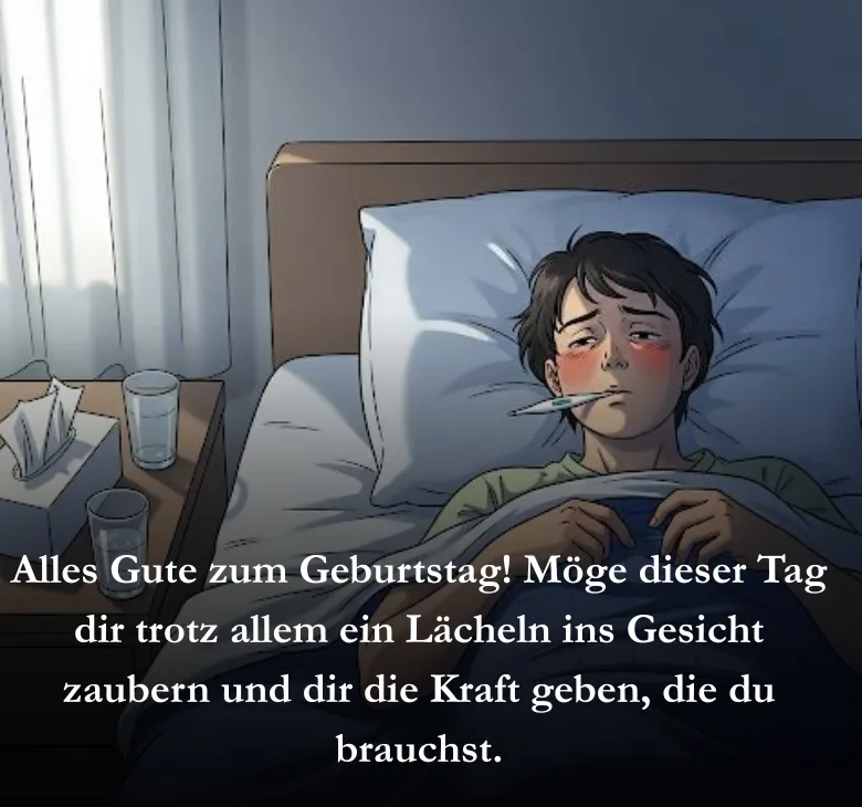 Alles Gute zum Geburtstag! Möge dieser Tag dir trotz allem ein Lächeln ins Gesicht zaubern und dir die Kraft geben, die du brauchst.