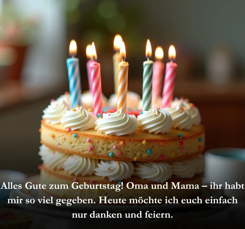 Alles Gute zum Geburtstag! Oma und Mama – ihr habt mir so viel gegeben. Heute möchte ich euch einfach nur danken und feiern