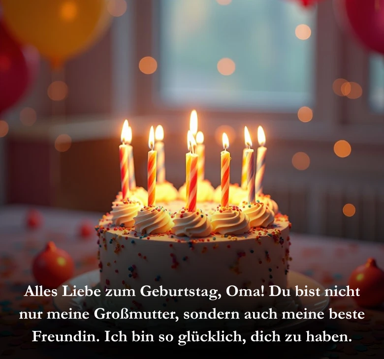 Alles Liebe zum Geburtstag, Oma! Du bist nicht nur meine Großmutter, sondern auch meine beste Freundin. Ich bin so glücklich, dich zu haben