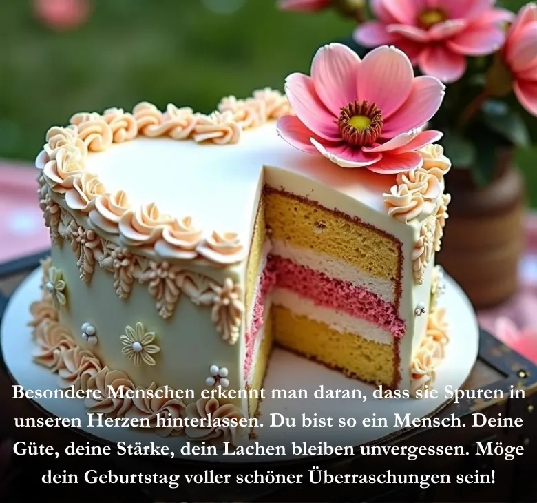 Besondere Menschen erkennt man daran, dass sie Spuren in unseren Herzen hinterlassen. Du bist so ein Mensch. Deine Güte, deine Stärke, dein Lachen bleiben unvergessen. Möge dein Geburtstag voller schöner Überraschungen sein!