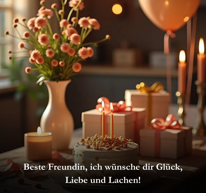 Beste Freundin, ich wünsche dir Glück, Liebe und Lachen!