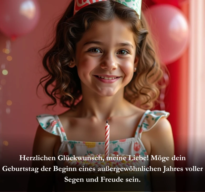 Herzlichen Glückwunsch, meine Liebe! Möge dein Geburtstag der Beginn eines außergewöhnlichen Jahres voller Segen und Freude sein.