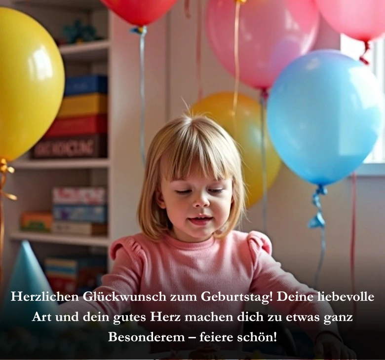 Herzlichen Glückwunsch zum Geburtstag! Deine liebevolle Art und dein gutes Herz machen dich zu etwas ganz Besonderem – feiere schön!