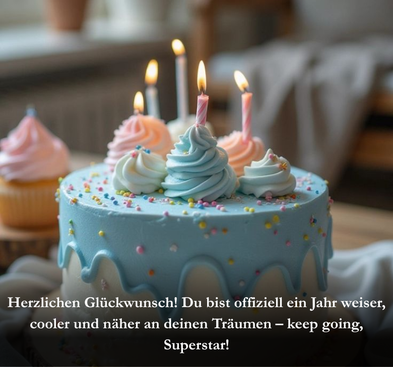 Herzlichen Glückwunsch! Du bist offiziell ein Jahr weiser, cooler und näher an deinen Träumen – keep going, Superstar!