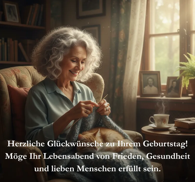 Herzliche Glückwünsche zu Ihrem Geburtstag! Möge Ihr Lebensabend von Frieden, Gesundheit und lieben Menschen erfüllt sein.