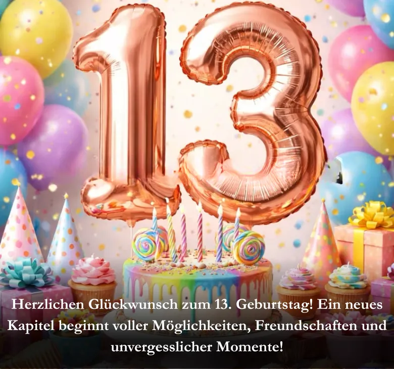 Herzlichen Glückwunsch zum 13. Geburtstag! Ein neues Kapitel beginnt voller Möglichkeiten, Freundschaften und unvergesslicher Momente!