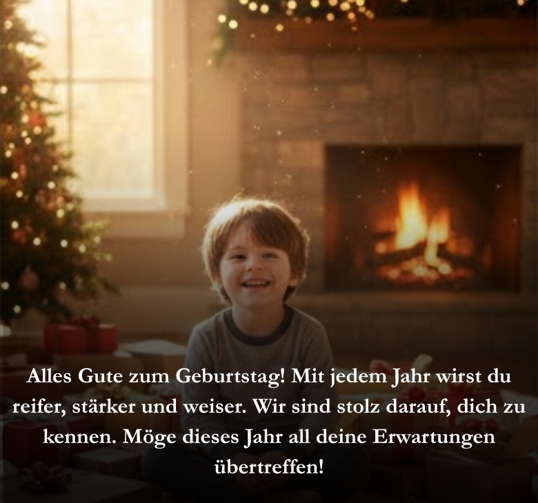 Alles Gute zum Geburtstag! Mit jedem Jahr wirst du reifer, stärker und weiser. Wir sind stolz darauf, dich zu kennen. Möge dieses Jahr all deine Erwartungen übertreffen!
