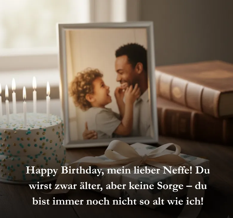 Happy Birthday, mein lieber Neffe! Du wirst zwar älter, aber keine Sorge – du bist immer noch nicht so alt wie ich!