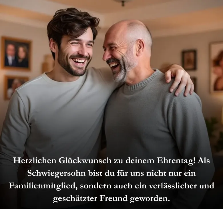 Herzlichen Glückwunsch zu deinem Ehrentag! Als Schwiegersohn bist du für uns nicht nur ein Familienmitglied, sondern auch ein verlässlicher und geschätzter Freund geworden.