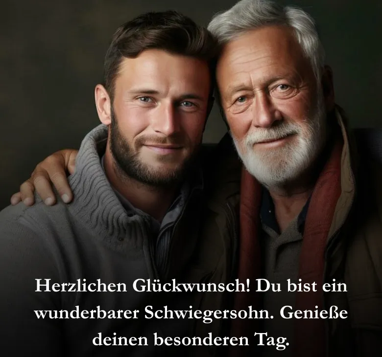 Herzlichen Glückwunsch! Du bist ein wunderbarer Schwiegersohn. Genieße deinen besonderen Tag.