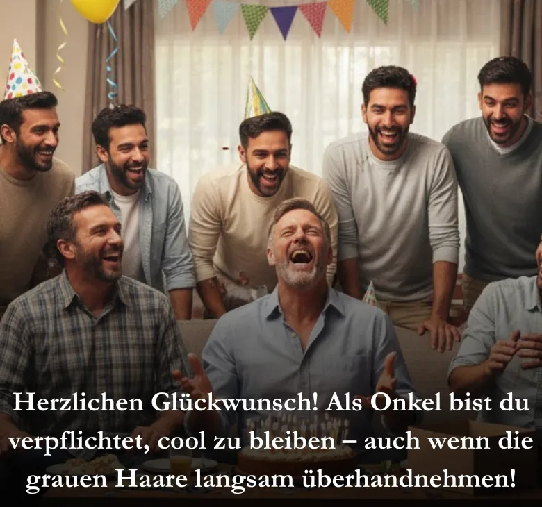 Herzlichen Glückwunsch! Als Onkel bist du verpflichtet, cool zu bleiben – auch wenn die grauen Haare langsam überhandnehmen!