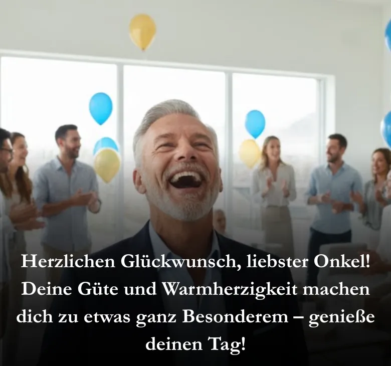 Herzlichen Glückwunsch, liebster Onkel! Deine Güte und Warmherzigkeit machen dich zu etwas ganz Besonderem – genieße deinen Tag!