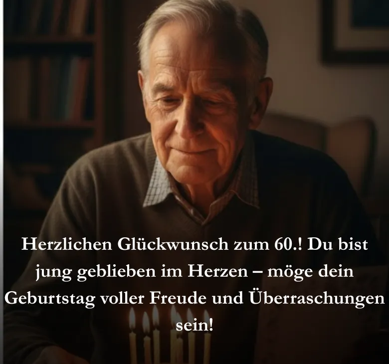 Herzlichen Glückwunsch zum 60.! Du bist jung geblieben im Herzen – möge dein Geburtstag voller Freude und Überraschungen sein!