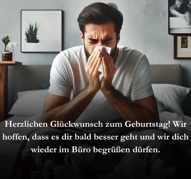 Herzlichen Glückwunsch zum Geburtstag! Wir hoffen, dass es dir bald besser geht und wir dich wieder im Büro begrüßen dürfen.