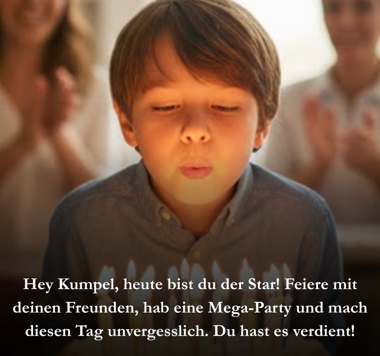 Hey Kumpel, heute bist du der Star! Feiere mit deinen Freunden, hab eine Mega-Party und mach diesen Tag unvergesslich. Du hast es verdient!