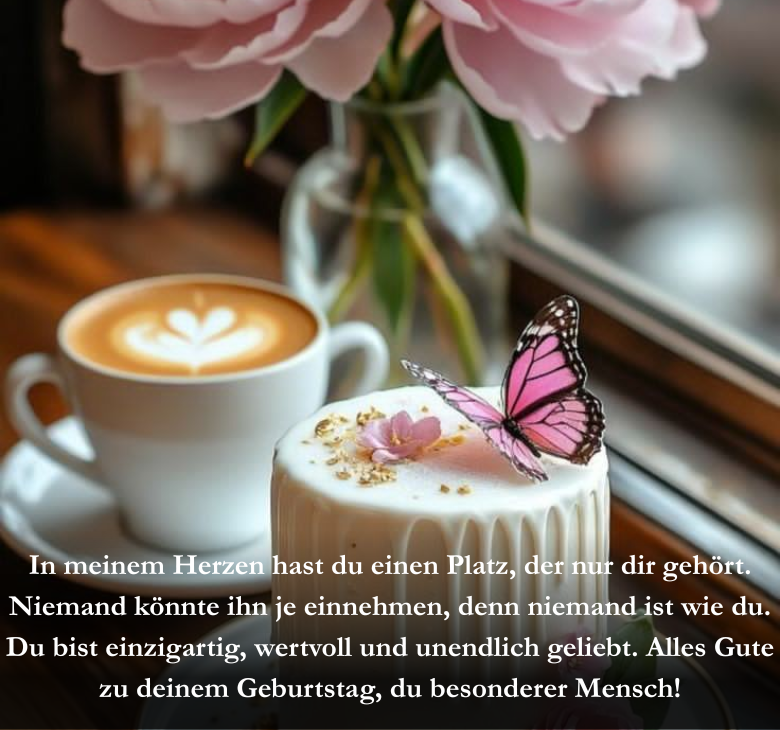 In meinem Herzen hast du einen Platz, der nur dir gehört. Niemand könnte ihn je einnehmen, denn niemand ist wie du. Du bist einzigartig, wertvoll und unendlich geliebt. Alles Gute zu deinem Geburtstag, du besonderer Mensch!