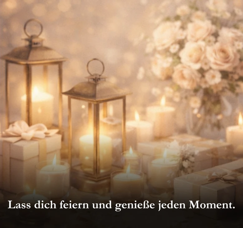 Lass dich feiern und genieße jeden Moment