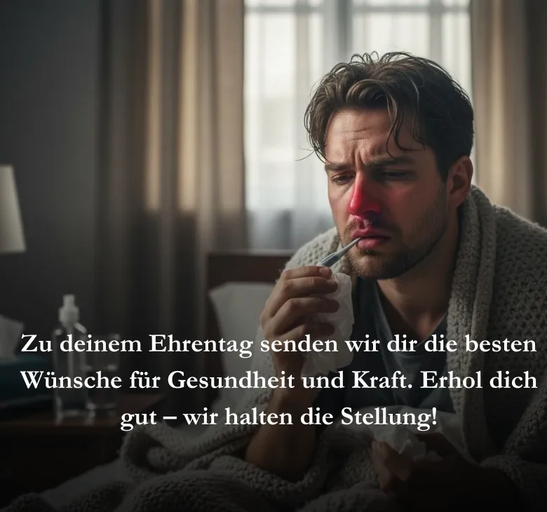 Zu deinem Ehrentag senden wir dir die besten Wünsche für Gesundheit und Kraft. Erhol dich gut – wir halten die Stellung!