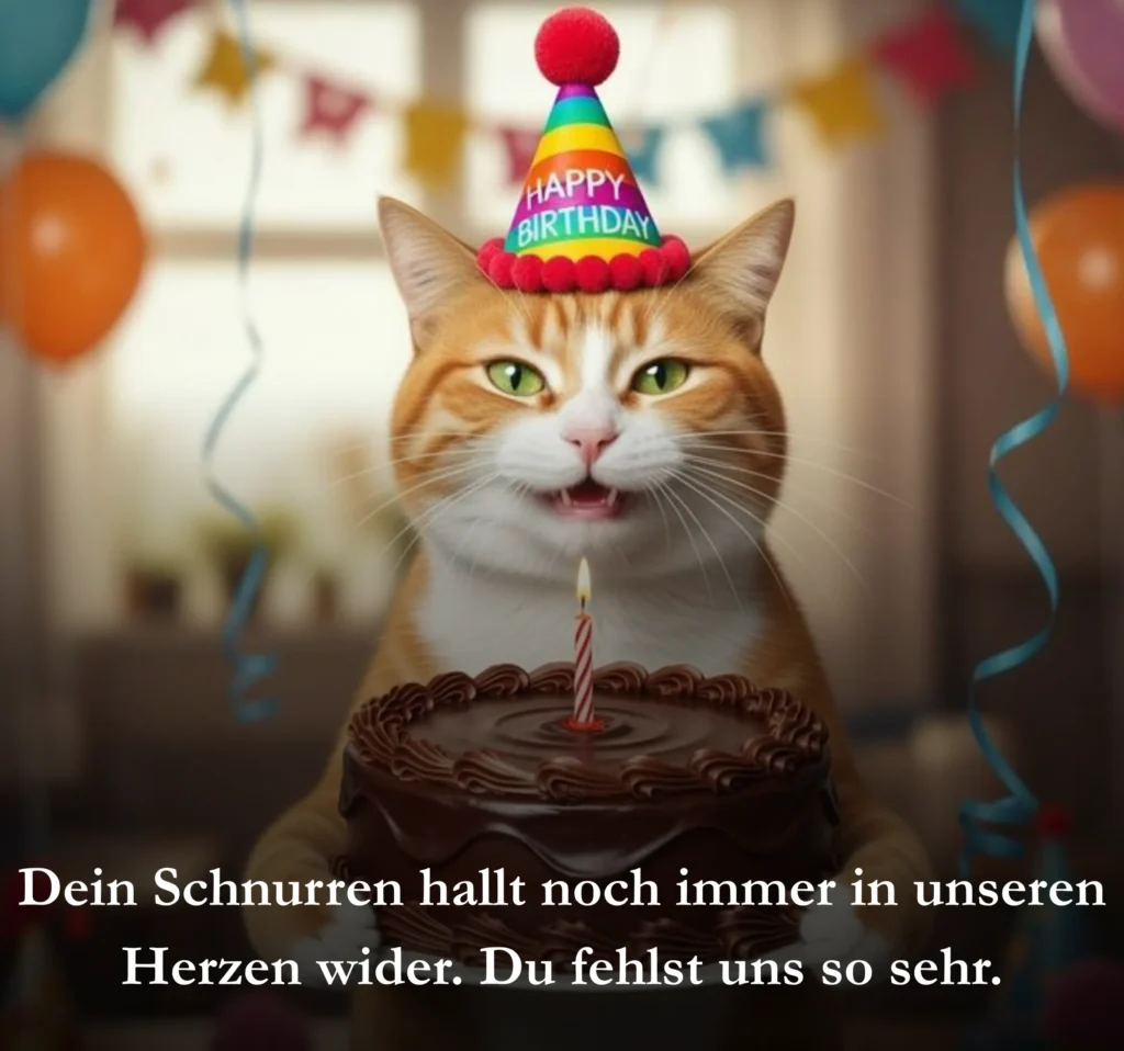 Dein Schnurren hallt noch immer in unseren Herzen wider. Du fehlst uns so sehr.