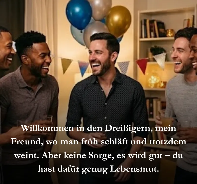 Willkommen in den Dreißigern, mein Freund, wo man früh schläft und trotzdem weint. Aber keine Sorge, es wird gut – du hast dafür genug Lebensmut.
