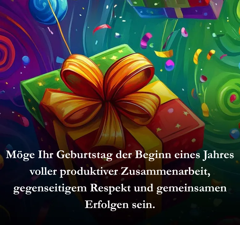 Möge Ihr Geburtstag der Beginn eines Jahres voller produktiver Zusammenarbeit, gegenseitigem Respekt und gemeinsamen Erfolgen sein.