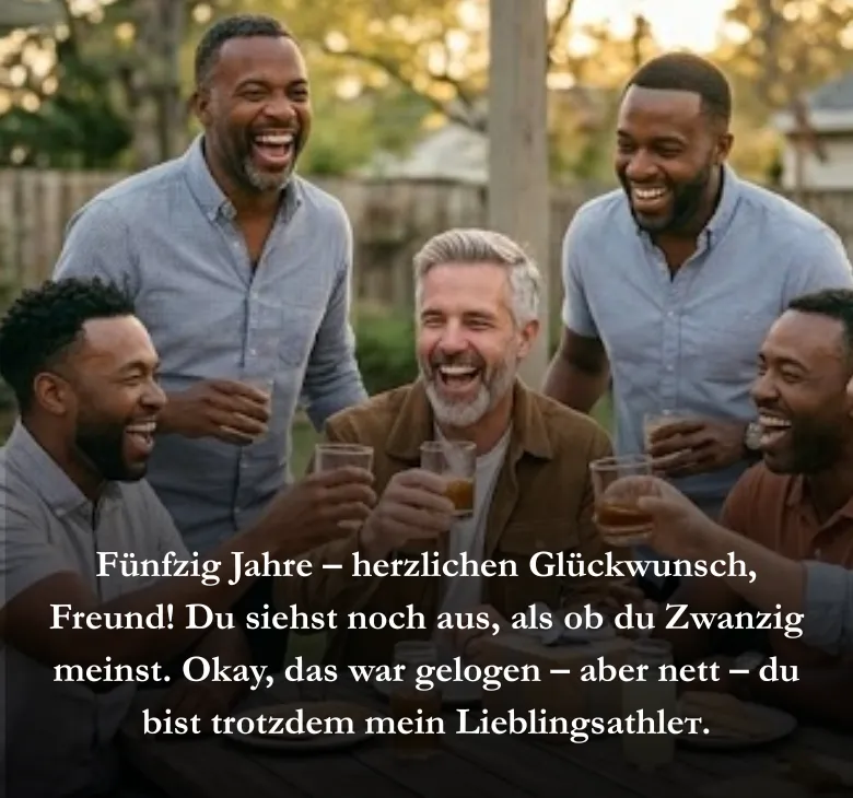 Fünfzig Jahre – herzlichen Glückwunsch, Freund! Du siehst noch aus, als ob du Zwanzig meinst. Okay, das war gelogen – aber nett – du bist trotzdem mein Lieblingsathlет.