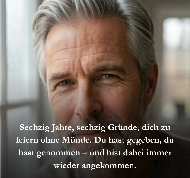 Sechzig Jahre, sechzig Gründe, dich zu feiern ohne Münde. Du hast gegeben, du hast genommen – und bist dabei immer wieder angekommen.