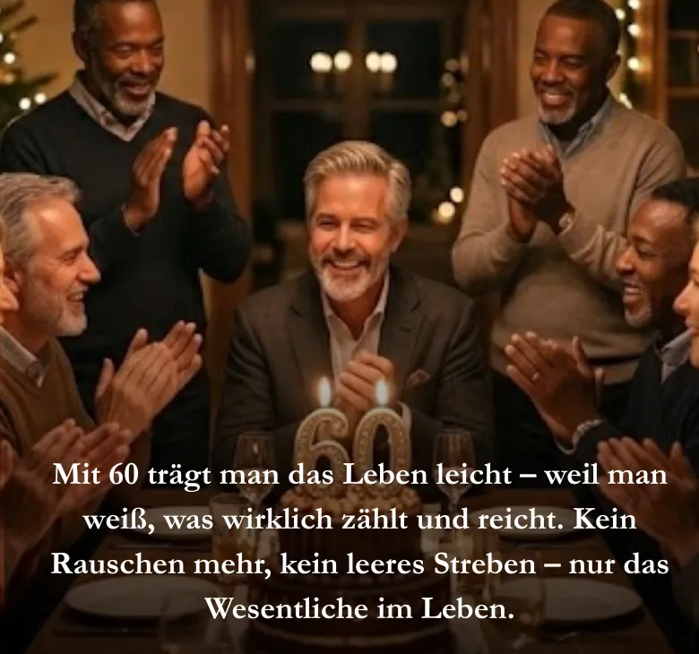 Mit 60 trägt man das Leben leicht – weil man weiß, was wirklich zählt und reicht. Kein Rauschen mehr, kein leeres Streben – nur das Wesentliche im Leben.