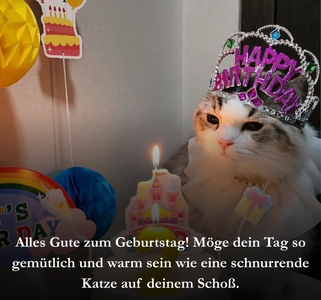 Alles Gute zum Geburtstag! Möge dein Tag so gemütlich und warm sein wie eine schnurrende Katze auf deinem Schoß.