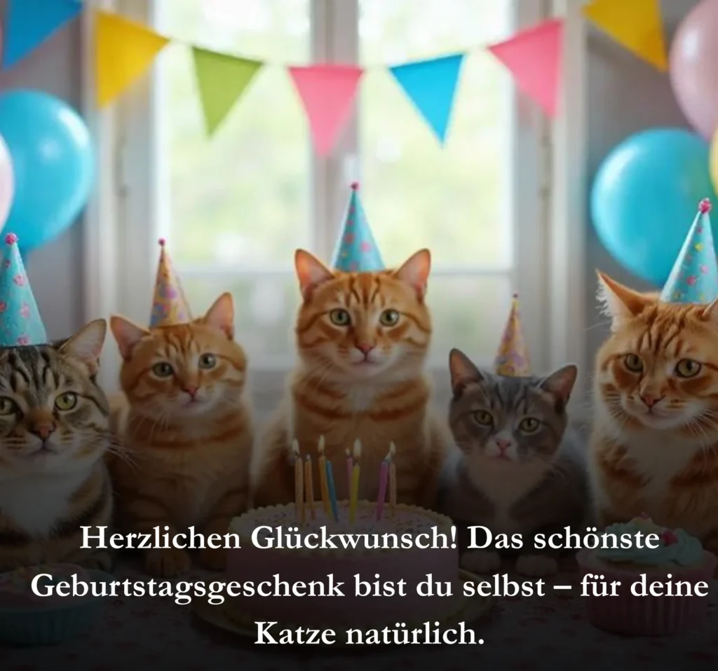 Herzlichen Glückwunsch! Das schönste Geburtstagsgeschenk bist du selbst – für deine Katze natürlich.