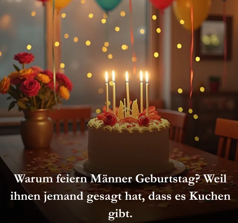 Warum feiern Männer Geburtstag? Weil ihnen jemand gesagt hat, dass es Kuchen gibt.