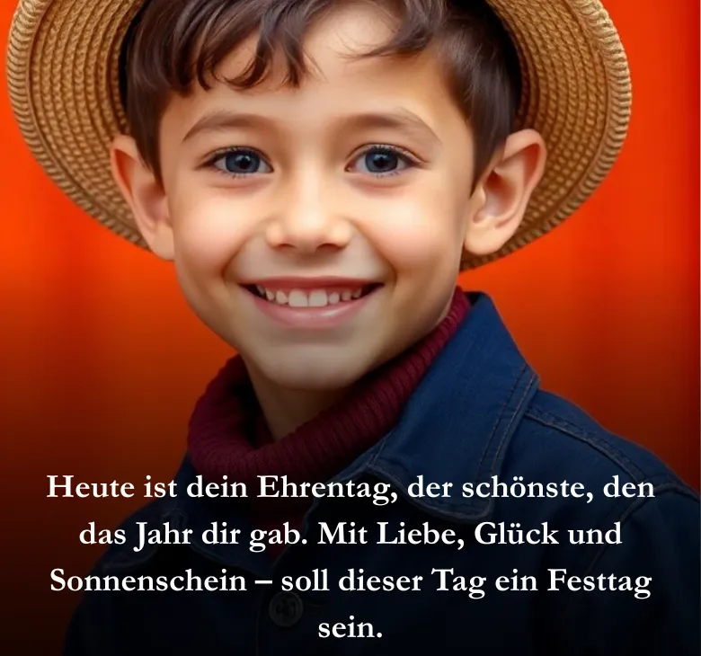Heute ist dein Ehrentag, der schönste, den das Jahr dir gab. Mit Liebe, Glück und Sonnenschein – soll dieser Tag ein Festtag sein.