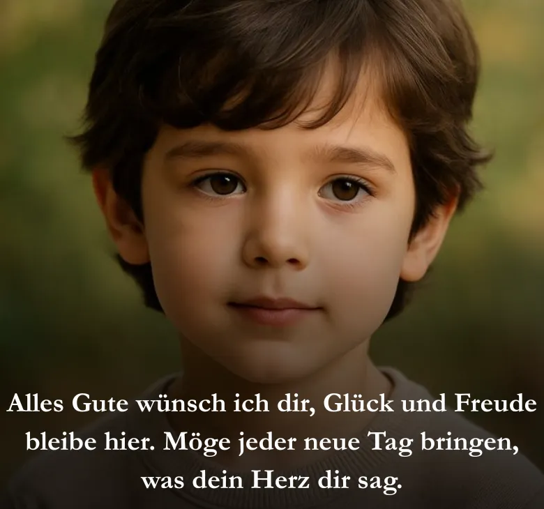 Alles Gute wünsch ich dir, Glück und Freude bleibe hier. Möge jeder neue Tag bringen, was dein Herz dir sag.