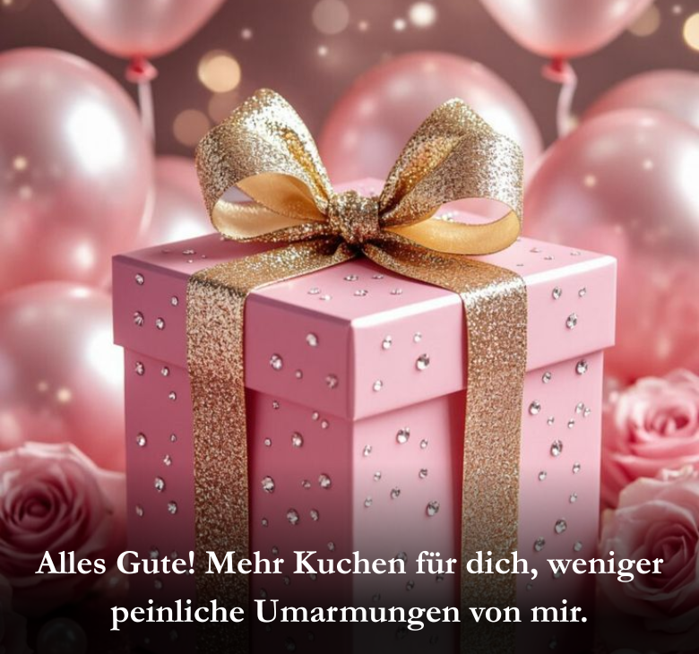 Alles Gute! Mehr Kuchen für dich, weniger peinliche Umarmungen von mir
