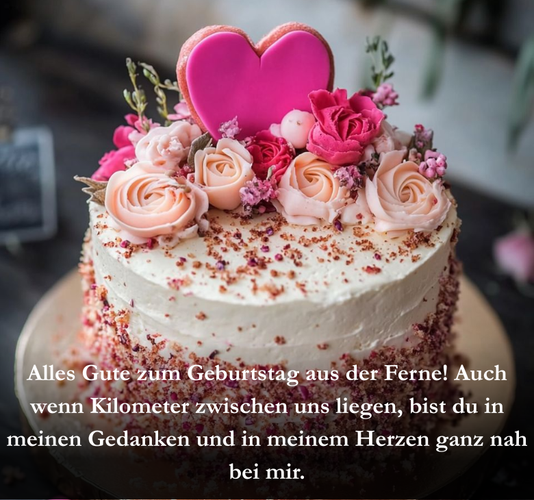 Alles Gute zum Geburtstag aus der Ferne! Auch wenn Kilometer zwischen uns liegen, bist du in meinen Gedanken und in meinem Herzen ganz nah bei mir
