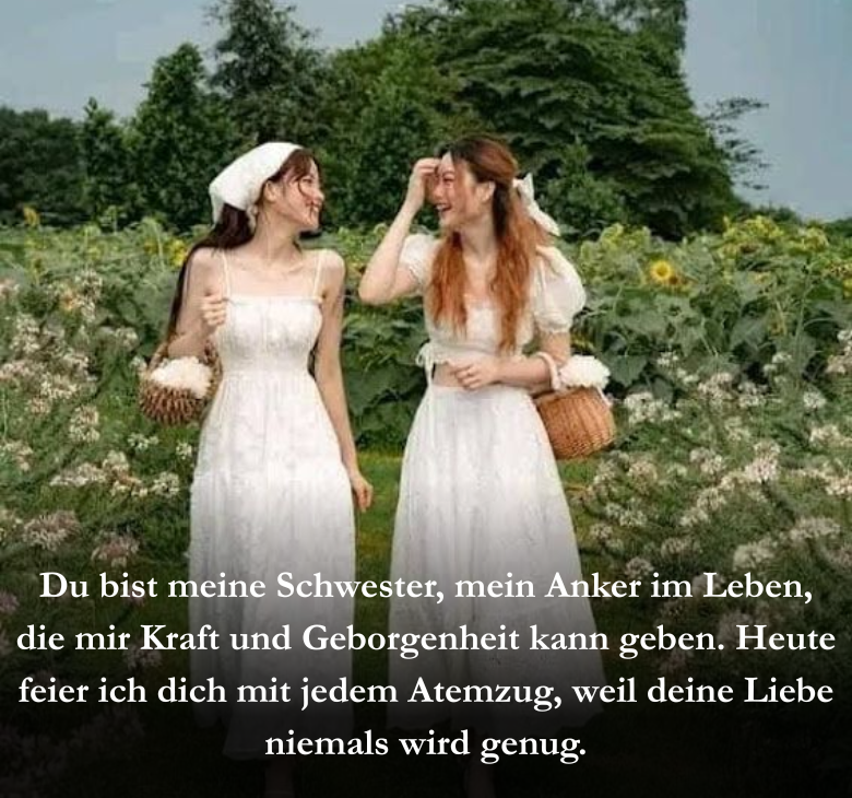 Du bist meine Schwester, mein Anker im Leben, die mir Kraft und Geborgenheit kann geben. Heute feier ich dich mit jedem Atemzug, weil deine Liebe niemals wird genug.